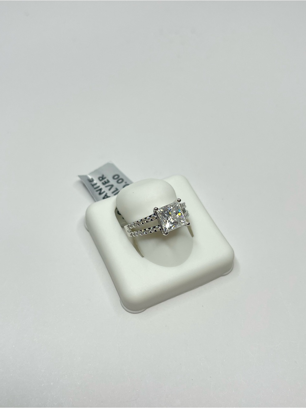 Elegant Square-Cut Sterling Silver Ring with Moissanite